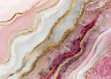 Pink and Gold Abstract Marble