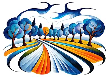 Abstract Landscape with Trees and Road