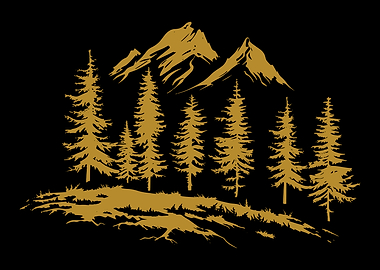 Mountain and Forest Silhouette
