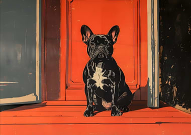 French Bulldog Portrait Between Open Doors