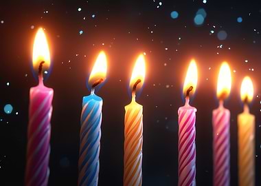 Colorful Birthday Candles with Flames