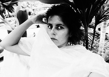 Black and White Portrait with Fabric