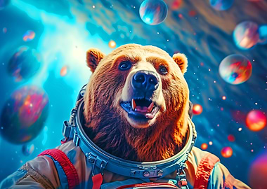 Bear Astronaut in Space