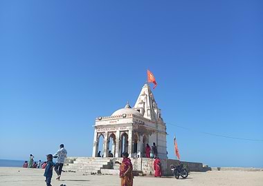 Indian Temple with Orange Flag
