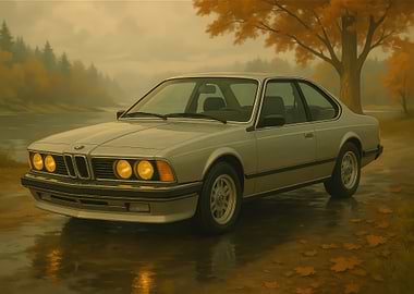 Classic BMW in Autumn Landscape