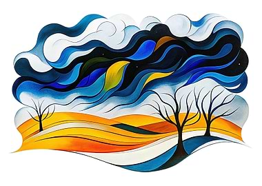 Abstract Landscape with Trees and Sky