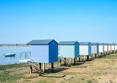 Row of colorful beach huts