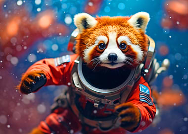 Red Panda Astronaut in Space