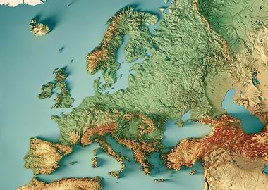 Europe Topographic Map