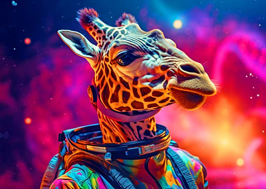 Giraffe Astronaut in Space