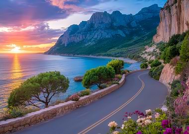 Coastal Road at Sunset