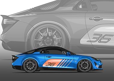 alpine A110 sport car poster