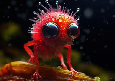 Red Alien Creature with Big Eyes