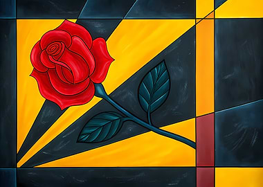 Geometric Rose Painting