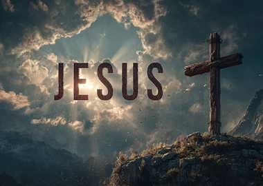 Jesus Cross on Mountain Peak