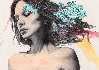 Woman with Doodle Hair Art