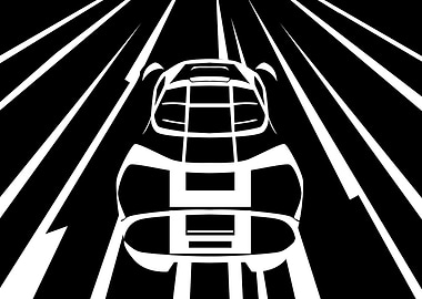 Abstract Car Speeding Black and White