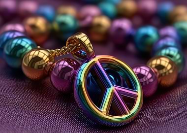 Rainbow Peace Sign Pendant Necklace