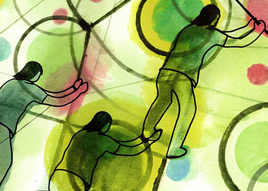 Teamwork Watercolor Illustration