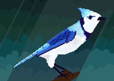 Pixel Art Blue Jay