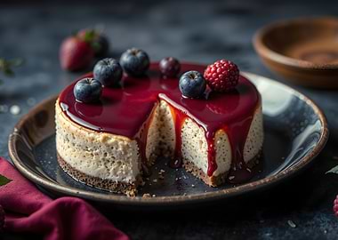 Berry Cheesecake with Red Glaze