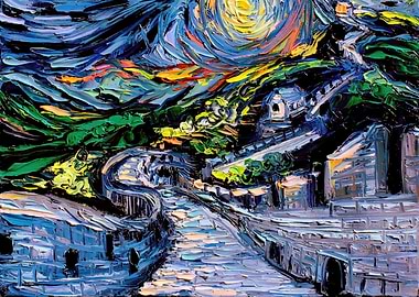 Great Wall of China Impressionist Painting