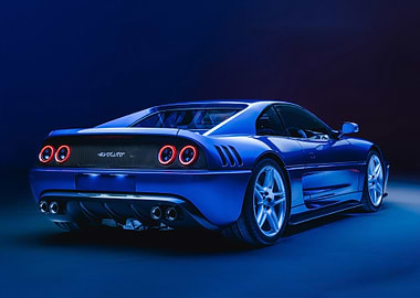 Blue Evoluto Sports Car Rear View