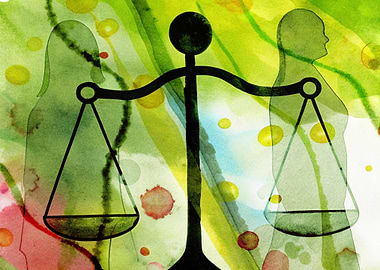 Scales of Justice with Human Silhouettes