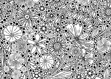 Floral Pattern Black and White