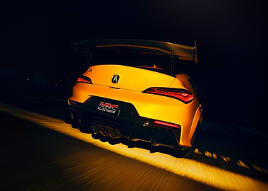 Yellow Acura Integra Race Car