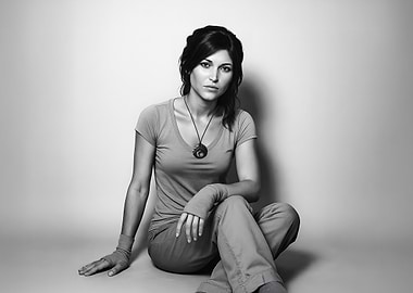 Lara Croft - Black and White Portrait