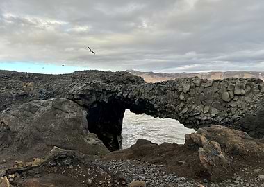 Icelandic Coastline with Rock Arch
