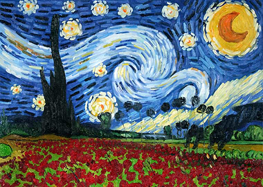 Starry Night Inspired Landscape Painting