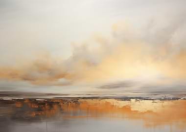 Golden Horizon – Minimalist Abstract Landscape Painting