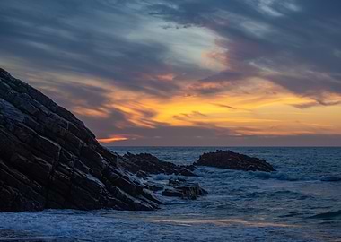 Rocky Coastline at Sunset