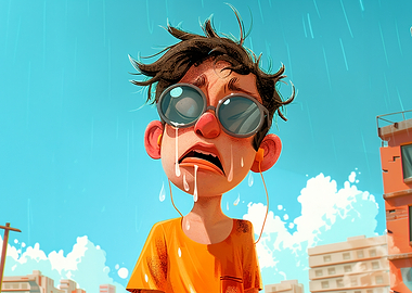 Crying Boy in the Rain