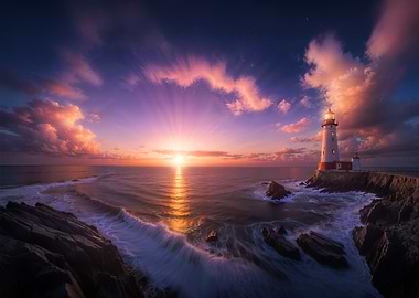Lighthouse at Sunset