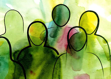 Abstract Watercolor Crowd