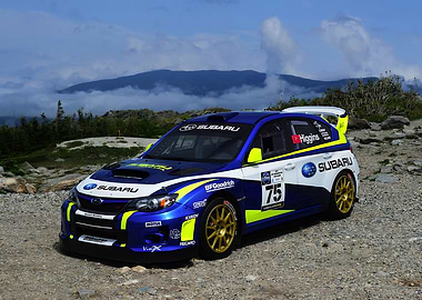 Subaru Rally Car on Mountain Top