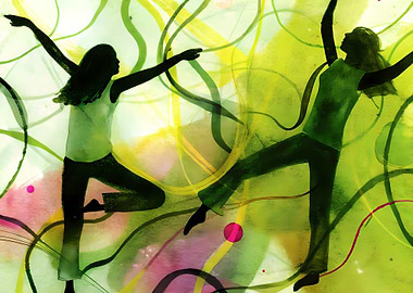 Dancing Silhouettes with Abstract Background