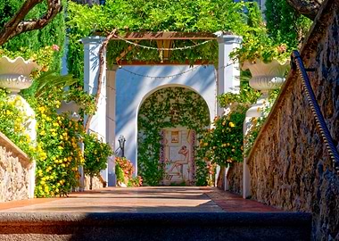 Italian Garden Archway with Mosaic Art