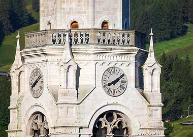 Church Tower with Clocks and Architecture - Cortina d'Ampezzo