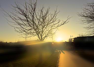 Vienna Praterstern Golden Sunset
