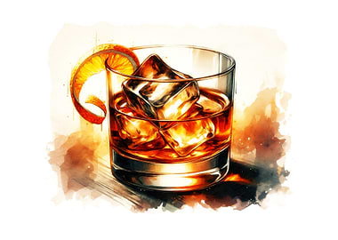 Whiskey Watercolor with Orange Peel