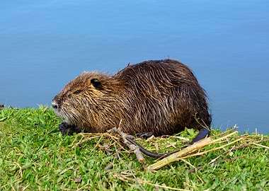 Resting Nutria by the Water