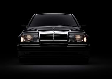 Black Mercedes-Benz 500E Front View