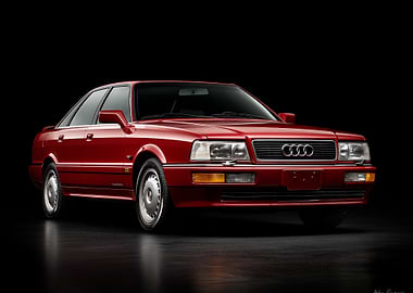 Red Audi V8 Quattro on Black Background