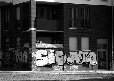 Urban Graffiti on Building Facade