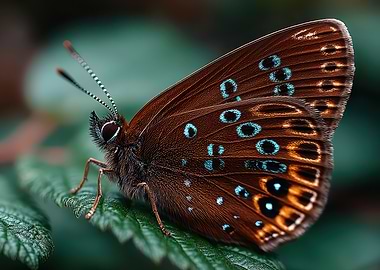 Brown Butterfly with Blue Spots