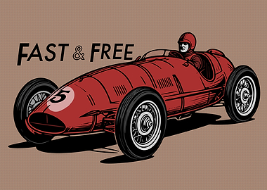 Vintage Red Race Car Illustration